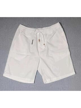 NWT! Coofandy Mens Shorts Size Large White Linen Blend Lightweight Tie Waist...